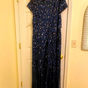 Beautiful new with tags Adrianna Papell sequined blue gown 20W